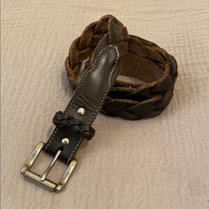 Braided Leather Brown Belt for Men, size 34